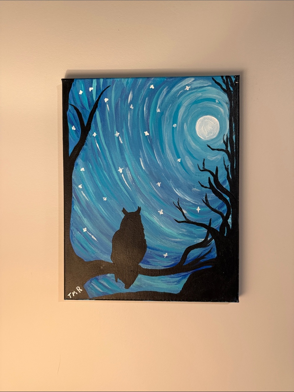 Blue Night Owl Canvas Wall Art